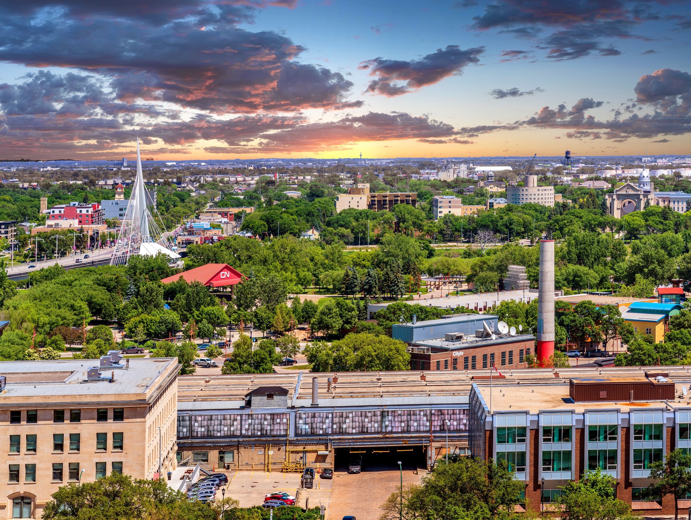 high angle photo of the Forks in Winnipeg